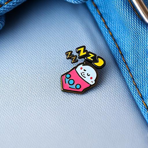 Enamel pin reading running on two hours of sleep