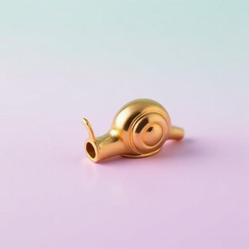 Tiny brass snail-shaped whistle